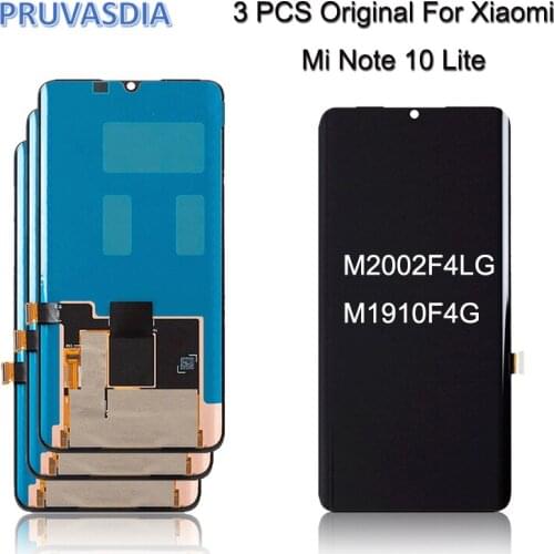 3 Piece/lot For Xiaomi Mi Note 10 Lite M2002F4LG AMOLED LCD Screen For Xiaomi Mi Note 10 Lite LCD Display Touch Screen Digitizer