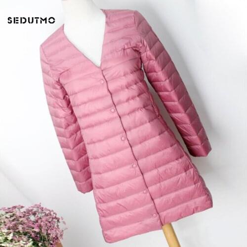 SEDUTMO Winter Plus Size 4XL Womens Duck Down Jackets Ultra Light Coat Long Puffer Jacket Casual Black Autumn Parkas ED838