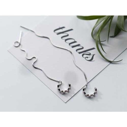 1pc 925 Sterling Silver Ear Cuff Threader Chain Line Thread Earring Women Jewelry A1738