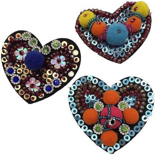 1Pcs Pearl Crystal Rhinestone Heart Love Crown Patches Clothing Sew on Clothes Appliques Badge Sticker Apparel Accessories