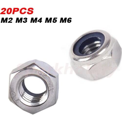 20PCS Sparkhobby M2 M3 M4 M5 M6 Self-locking Nylon Ring Lock Nut Anti-loose Nut Hex Nut for 2212 Series Motor Landing Gear parts