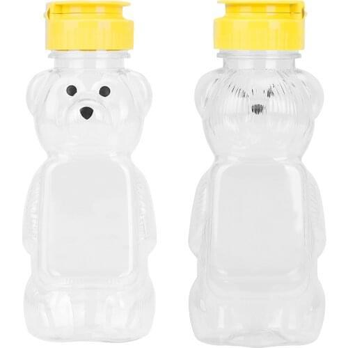 5Pcs Cute Cartoon Bear Squeezable Bottle Clear Plastic Milk Tea Juice Bottles with Straw Hold Leak Proof Drinking Cup Containers