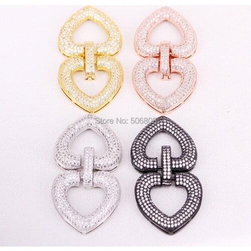 5PCS ZYZ321-7998 Micro Pave CZ Double Triangle Buckle Interlocking Clasp Fastener/Clasp, CZ Buckle Clasp
