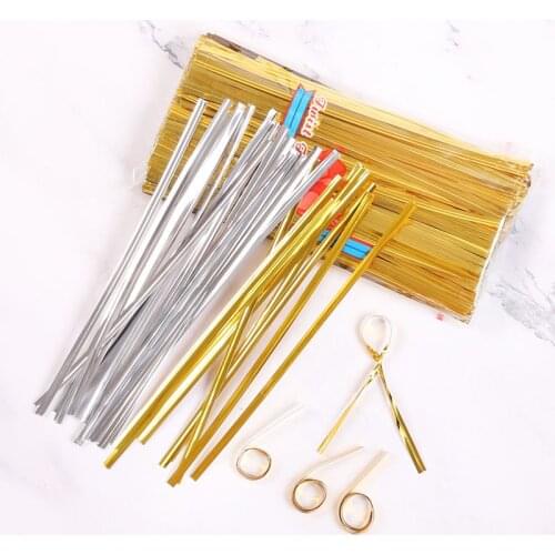 800pcs/pack DIY Useful Gold Silver Fine Wire Christmas Gift Packaging Tie Cookies Bread Candy Packing Beam Rope Party Decoration