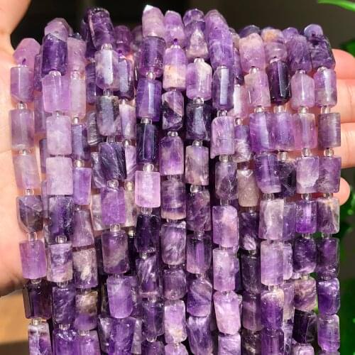8x11mm Natural Faceted Purple Amethysts Stone Beads Cylinde Shape Gem Loose Spacer Bead For Jewelry Making DIY Bracelets 15"inch