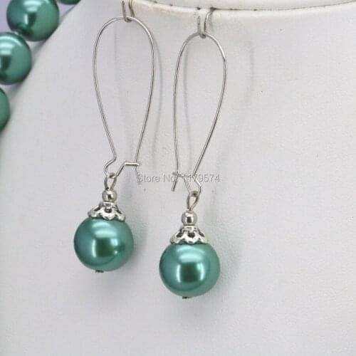 Accessories Christmas Gifts Girls 10mm Green Glass Round Pearl Beads Earrings Jewelry Making Design Women