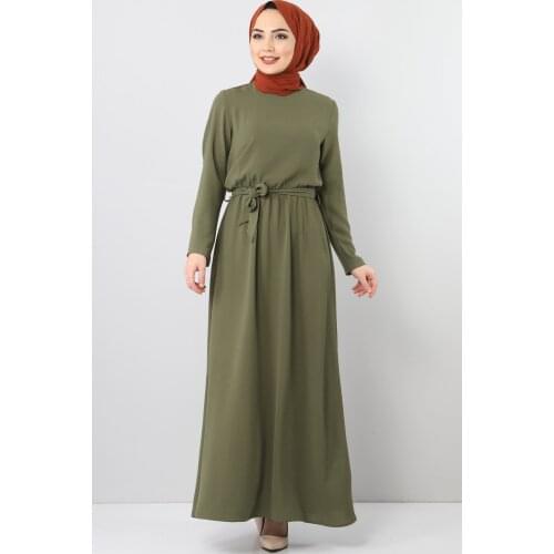Beli Lastikli Ayrobin Elbise TSD5521 Haki