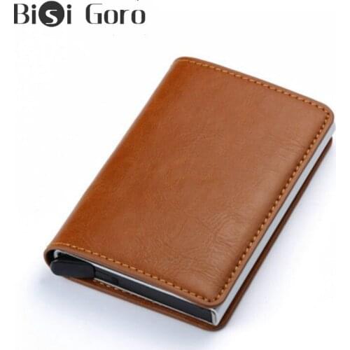 BISI GORO 2020 New Bussiness Card Holder Hasp Rfid Wallet Aluminum Unisex Metal Credit Busines Mini Card Wallet Dropshipping