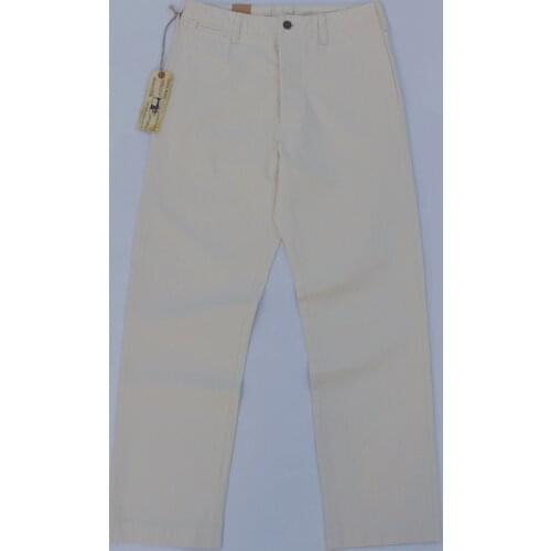 BOB DONG Cream White HBT Officer Casual Pants Military Style Trousers Loose Fit