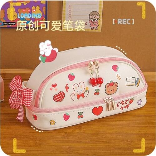 Pencil Bag Pu High-capacity Cute Cartoon Pencil Case Waterproof Zipper Pencil Bag