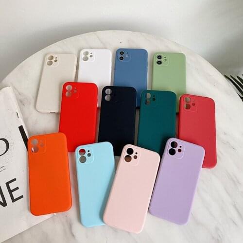 2021 New Silicone Candy Color Phone Case For iPhone 11 12 Mini Pro Max Lens Camera Protection Soft Back Cover