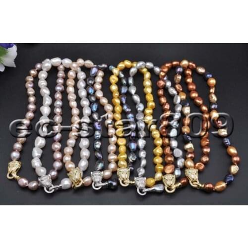 D0281 17" 14mm Baroque Freshwater Pearl Necklace & Earring Panthera