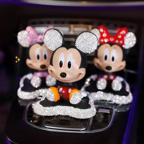 Disney Mickey Minnie Shaking Head Figure Car Ornaments Auto Interior Decorations Big Hero Doll Toys Ornament Accessories