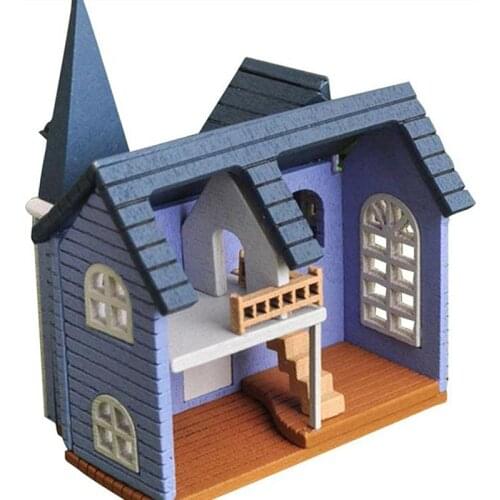 DIY Fairytale Town House Mini Wooden Dolls Miniature Accessories Handicraft Building Assemble Toy Crafts Furniture Kits