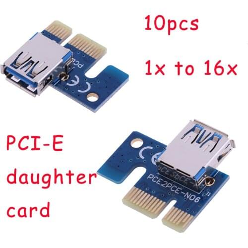 10pcs Graphics Card PCIe X1 Adapter PCI E 1X to 16x USB 3.0 Female for PCI Express Riser Mining Video Card Tpm Module for BTC