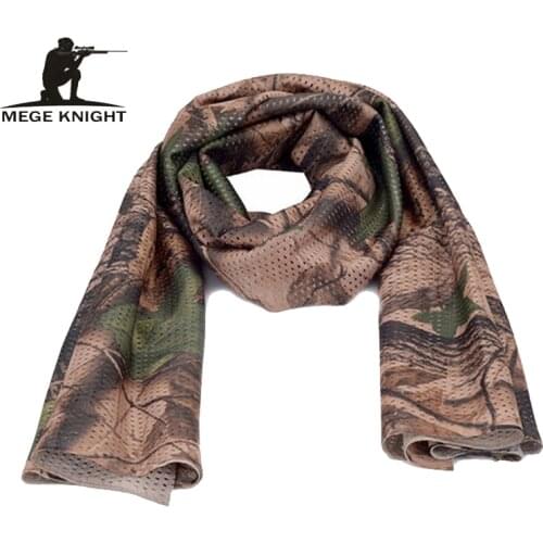 MEGE Unisex Camouflage Scarf, Tactical Multifunctional Army Mesh, Breathable Airsoft Paintball Scarf, Wrap Mask Shemagh Veil