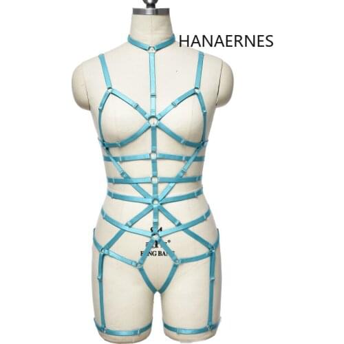 Womens Sexy Lingerie Gothic Body Harness Fashion Caged Bra Crop Top Strappy Female Gothic Punk Adjustable Underwear Set