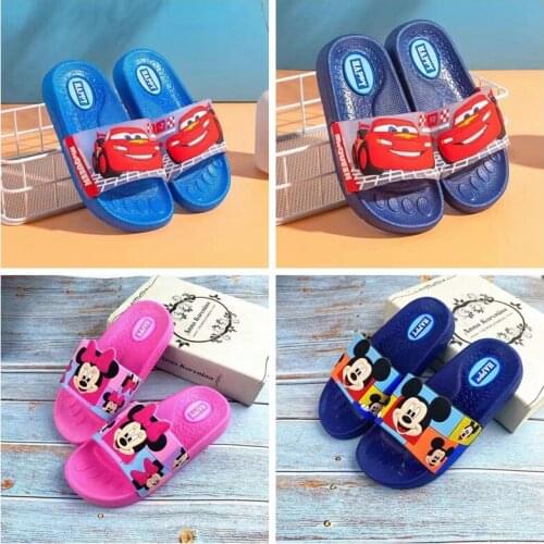 Summer Boys Shoes Children Slippers Cartoon McQueen Cars Mickey Minnie Fashion Beach Flip Flop Girls Flat Sandals Shower Slides