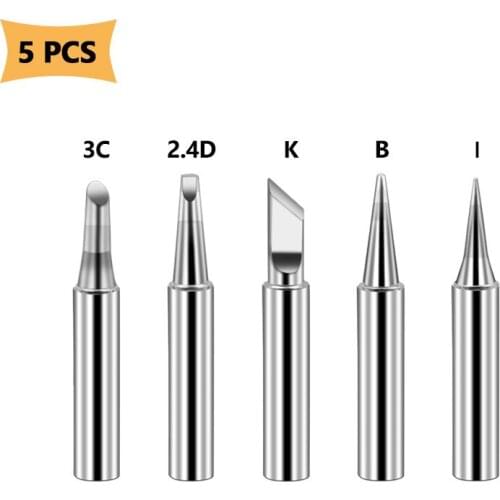 5Pcs Copper 900M-T Soldering Iron Tip Soldering Iron Tips Lead-free Solder Tips Welding Head BGA Soldering Tools 3C、2.4D、K、B、I
