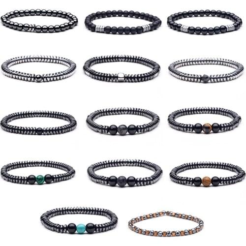 New Hot Natural Tiger Stones Bracelet Men Charm Hematite Beads Bracelet Male Jewelry Accessories Bracelets Bangles Dropshipping