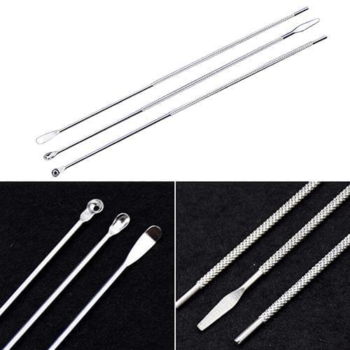 3x Stainless Steel Ear Pick Set Earpick Wax Remover Wax Curette Remover Double-End Ear Scoop Tool Ear Pick Cleaner