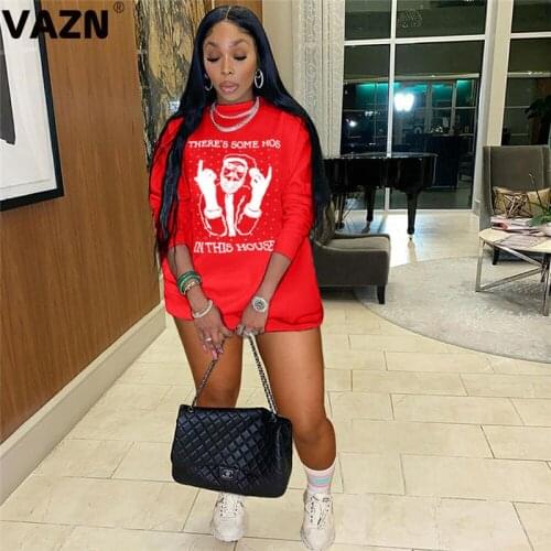 VAZN New 2021 New High Street Letter Print Women Elegant Fashion Mini Dress Slim Dress Club Birthday Shinny Dress