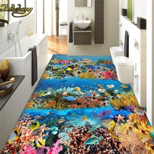 Beibehang Sea Ocean World Custom Floor Wallpaper 3D Flooring Bedroom Wall Paper Floor Decoration Painting Living Room Sticker