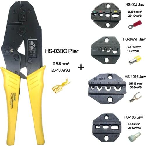 Crimping tool pliers for plug 4.8 6.3 terminal tube/insulation/Non-insulated terminals alicate crimper hand tools crimp jaws set
