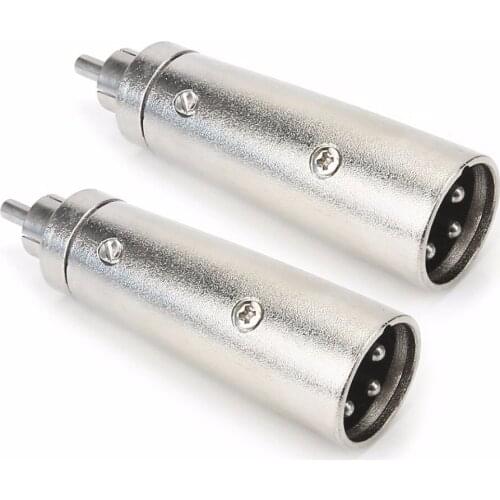 Male XLR to RCA Adapter Phono Plug Male RCA to XLR Converter Audio Coupler Connector - 2 pcs/lot