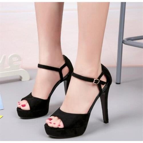 Women Fashion Open Toe Platform Sandals Fish Mouth Suede Out Sandals High Shoe summer sandals women sandals high heels shoes