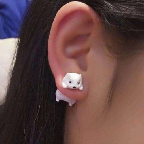 TTPAIAI 30 Polymer Clay Cute White Field Mouse Earrings For Women Girls Fashion Handmade 3d Kawaii Animal Stud Earring Kids Gift
