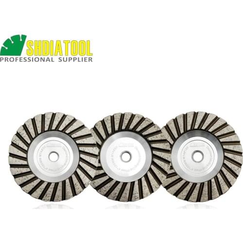 SHDIATOOL 3pcs Dia 4"/100mm M14 Thread Aluminum Based Grinding Cup Wheel Grit #30+#50+#100 Granite Marble Grinding Wheel