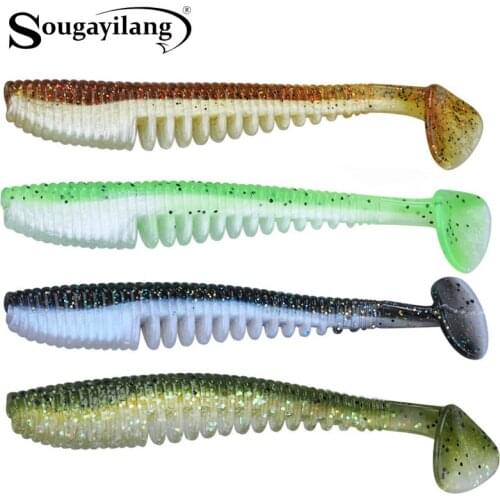 Sougayilang 3Pc 10.7g 130mm Worm Fishing Lure Soft and Elastic Fishing Baits for Salt/Fresh Water Artificial Big Swimbait Tackle