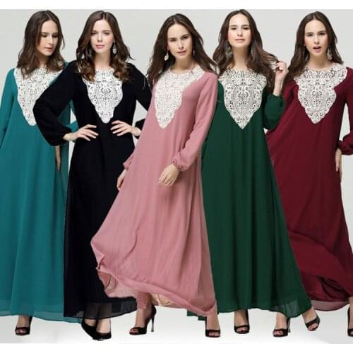 Stylish Loose plus Size Color Block Gold Bar Dress Robe Womens Clothing muslim sets islamic clothing abya dress islamic