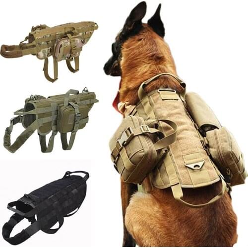 Tactical K9 Dog Vest Military Training Police Patrol Service Dog Molle Vest Harness Outdoor Hunting Pet Clothes Vest With Pouch