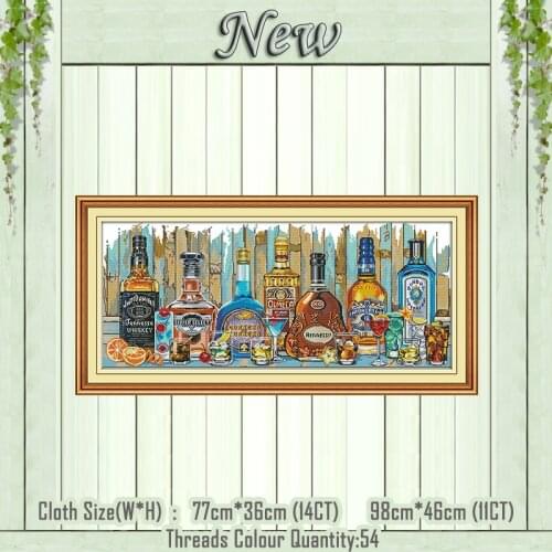 Wine champagne home decor painting counted print on the canvas DMC 11CT 14CT kits chinese Cross Stitch embroidery needlework Set