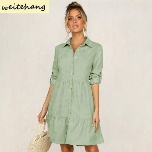 Weitehang Fashionable Shirt Dresses