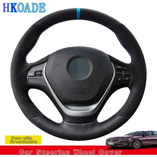 Car Products DIY Black Suede Genuine Leather Car Accessories Steering Wheel Cover For BMW F20 F21 F22 F30 F23 F31 F34