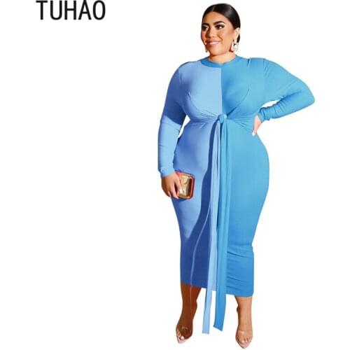 TUHAO 2020 Spring Night Club Party Dress for Mother Women Plus Size 5XL 4XL Bandage Stretch Sexy Nightclub Womens Party Dresses