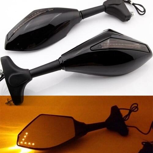 1 Pair Motorcycle Accessories LED Turn Signals Arror Integrated Rearview Mirrors For Yamaha Yzf Fzr 600 1000 R1 R6 FZ1 FZ6