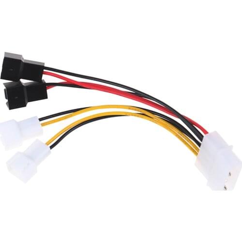 1pcs 4-Pin Molex To 3-Pin Fan Power Cable Adapter Connector 12v*2/ 5v*2 Computer Cooling Fan Cables For CPU PC Case Fan Cable