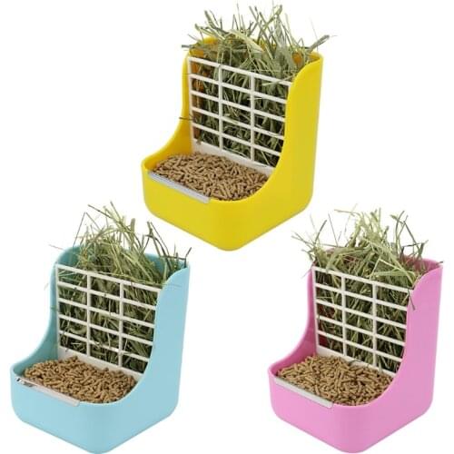 2 in 1 Food Hay Feeder for guinea pig Rabbit Feeder Indoor Hay Feeder for bunny Chinchilla Small Animals Feeder Bowls