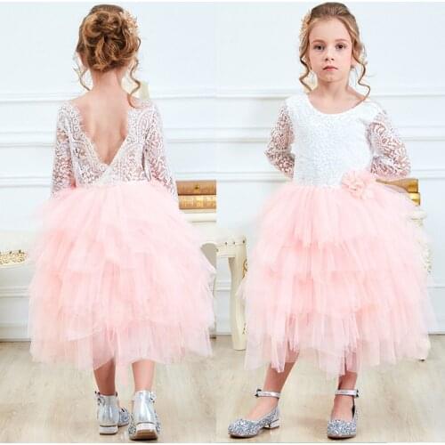2021 Lace Summer Baby Kids Girl Dress Toddler Princess Party Tutu Dress for Girls Clothes Birthday Wedding Gown Girls Dresses