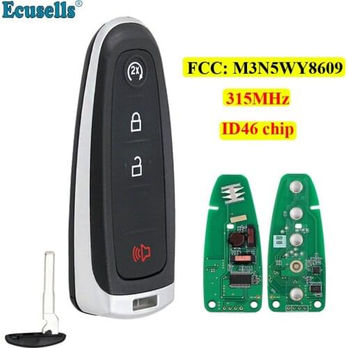 4 Button Smart Prox remote Key Fob 315MHz ID46 Chip for Ford Explorer Edge Expedition Flex C-max Taurus FCC: M3N5WY8609 HU101