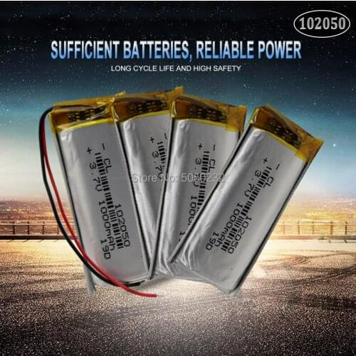 4pc Premium 102050 3.7V 1000mAh Rechargeable Li-Po Li-polymer Battery For MP3 MP4 GPS Bluetooth Headset Mini Camera Psp