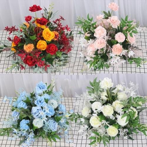 40cm Wedding Table Centerpieces Artificial Flower Ball Rose Pompom Greenery Party Event Stage Road Lead Wedding Props Bouquet