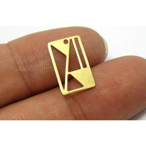 50pcs Brass charms 15x9mm Geometric Raw brass rectangle charms R584