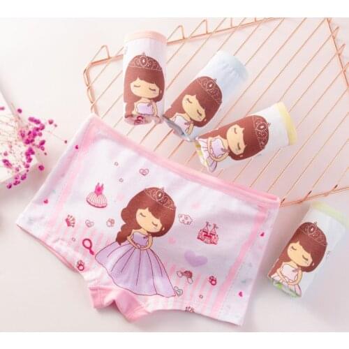 6Pcs/lot Childrens Cotton Underwear Female Cartoon Boxer Baby Girls Underwear Boxer Panties 2-10Y