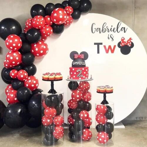 77Pcs Mouse Theam Black Dot Red Balloon Garland Arch Kit Ladybug Latex Globos Happy Birthday Party Decorations Kids Baby Shower