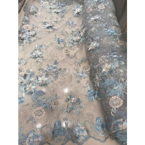African French Lace Fabric ZH-32881 High Quality Tulle Net Lace Fabric with beads Embroidery Nigerian Lace Fabric For Women